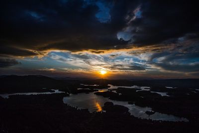 Scenic view of sea against sky at sunset
