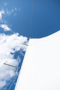 Low angle view of flag against sky