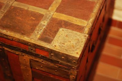 High angle view of old machine