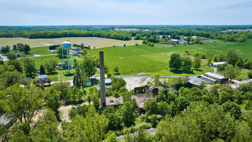 High angle view of townscape against sky