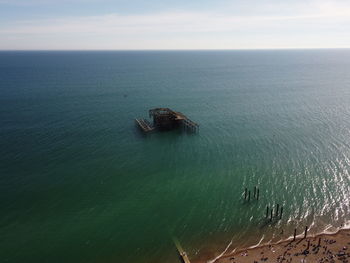 High angle view of sea against sky