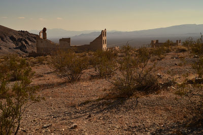 Former town of rhyolite in nevada inow a deteriorating ghost town