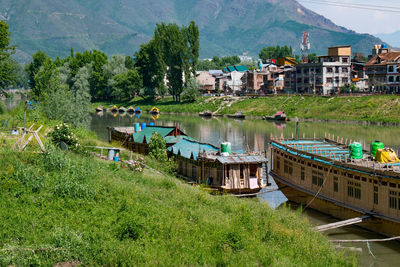 High angle view of buildings in city