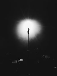 Low angle view of illuminated lamp post at night