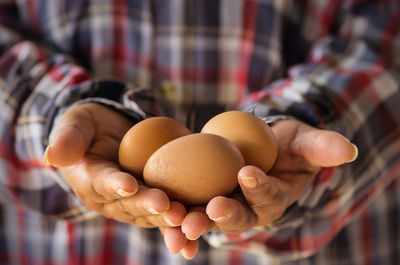 Close-up of man holding egg