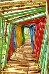 Multi colored wooden structure of building