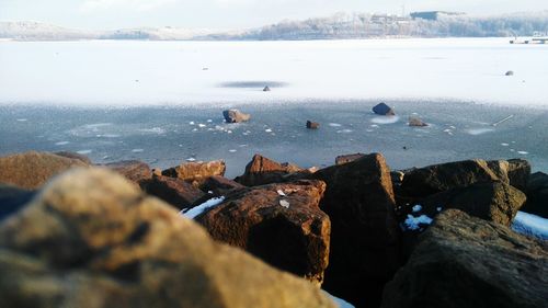 Scenic view of lake against sky