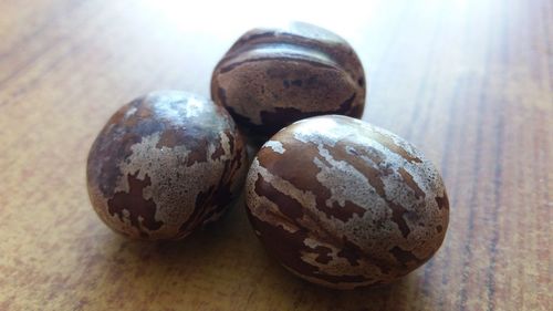 Close-up of eggs on table