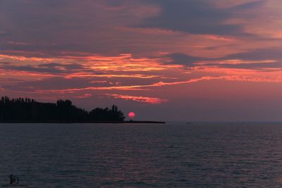 Scenic view of calm sea at sunset