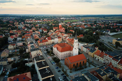 Suburban neighborhood in europe city, aerial view