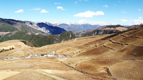 High angle view of landscape against sky