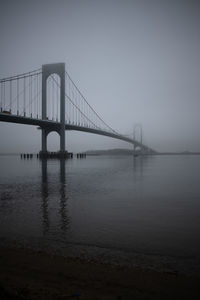 Bridge over sea against clear sky