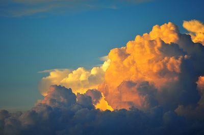 Low angle view of dramatic sky during sunset