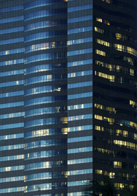 Low angle view of illuminated building at night