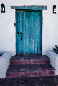 Closed door of house