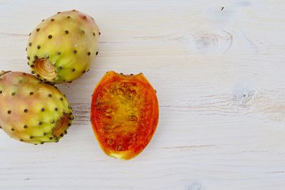 High angle view of fruits on table