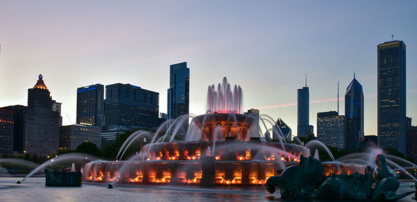 City skyline with river in background