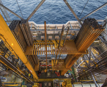 Offshore drilling during sunset in the gulf of mexico