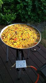 High angle view of pizza on table