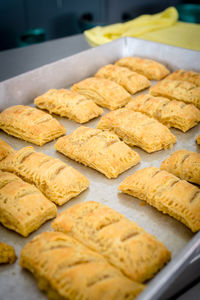 High angle view of food in tray