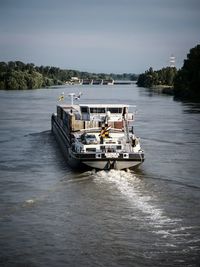 Boats sailing in river