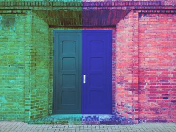 Closed door of house