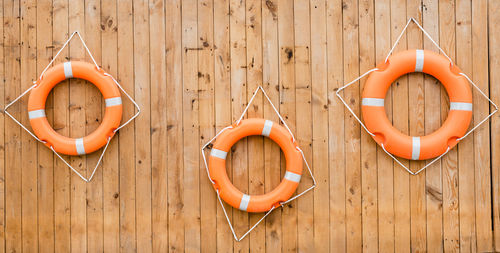 Directly above shot of rope hanging on wooden wall