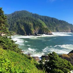 Scenic view of sea against clear sky