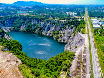 High angle view of bridge over river