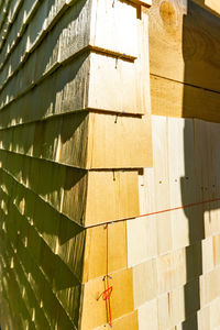 Low angle view of wooden wall