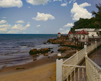 Scenic view of beach against sky