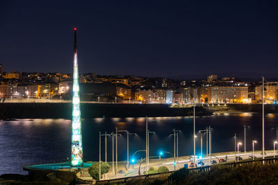 Illuminated city at night