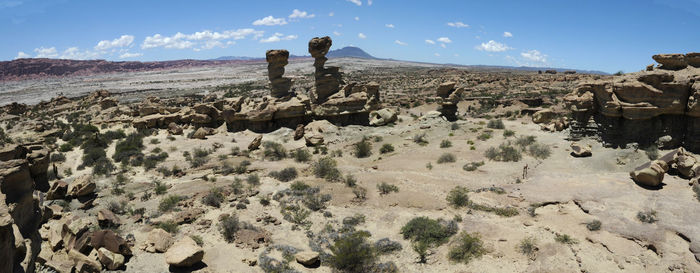 View of rock formations in desert