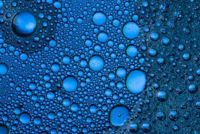 Abstract background of blue oil bubbles .macro shot 