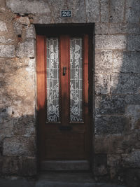 Closed door of old building