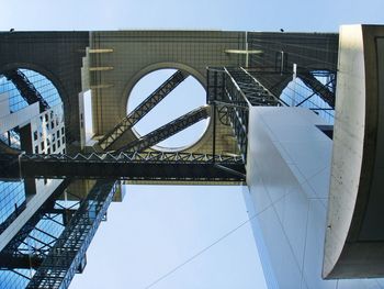 Low angle view of bridge against clear sky