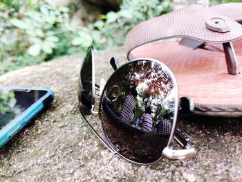High angle view of sunglasses on table
