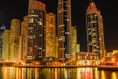 Illuminated city at night