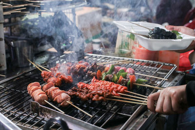 Meat on barbecue grill