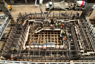 High angle view of construction site