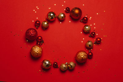 High angle view of cherries on table
