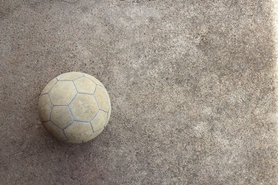 High angle view of soccer ball on field