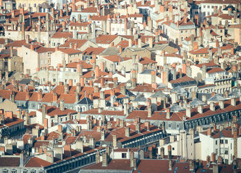 High angle view of buildings in city