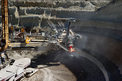 Cropped image of bucket wheel excavator at stoilensky mining and processing plant