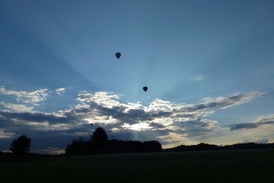 Low angle view of hot air balloon against sky