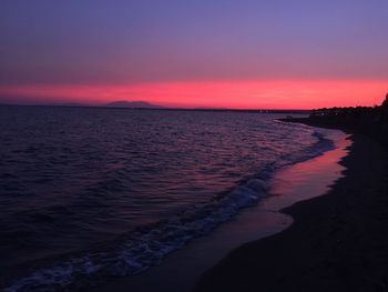 Scenic view of sea against sky at sunset