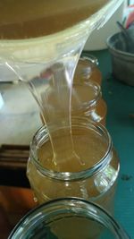 Close-up of water in glass on table