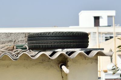 Roof of building against clear sky