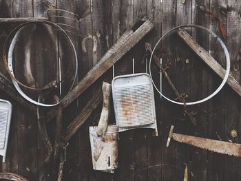 Old tools on a wooden background