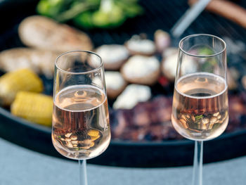 Close-up of wineglass on table